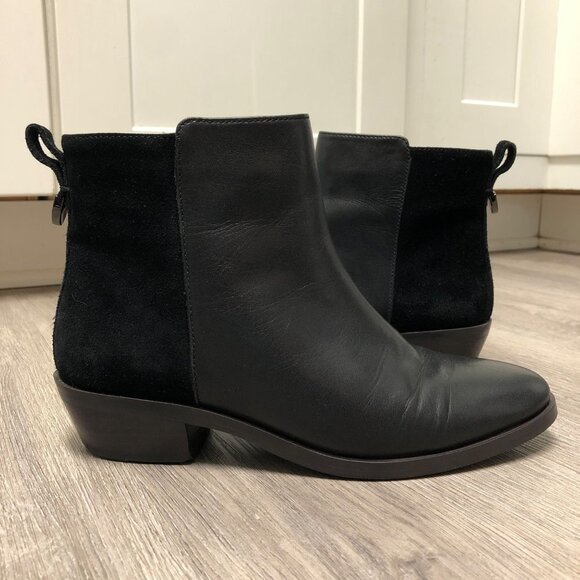Coach Carmen Booties Women's Size 6 Black Leather and Suede Ankle Boots Shoes - Picture 1 of 14